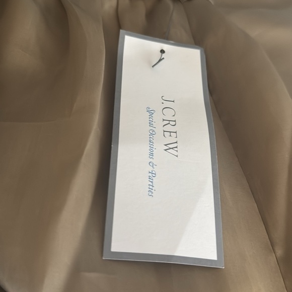 J. Crew Gold Sheath Mini Dress Plunge Neckline Ruffles Size 8 Silk Party Wedding - Picture 7 of 8